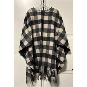 ZARA Women's Buffalo Check Fringe Poncho/Cape - Size Medium
